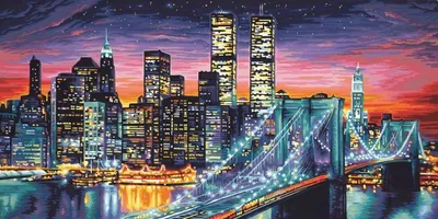 Imagen del producto de Mosaico de diamantes, Nueva York, Puente de Brooklyn, 30x40 cm, diseño creativo con diamantes