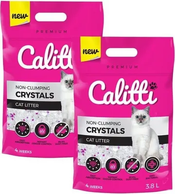 Produktbild von Calitti - Silikat Katzenstreu Premium Crystals Silikatstreu 2-er Set (2 x 3,8 L = 7,6L)