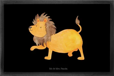 Produktbild von Mr. & Mrs. Panda Schmutzfangmatte Sternzeichen Löwe 60 x 90 cm - Schwarz - Geschenk, fußmatte, Geburtstag August, abstreifer, Gummi-Fußmatte, König Der Tiere, Fussmatte