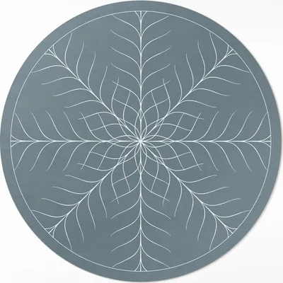 Produktbild von Lineares minimalistisches Fischgrätenmuster – Vinyl Fußmatte – Ø 110cm – Rutschfest – Pflegeleicht & Langlebig
