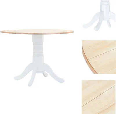 Produktbild von vidaXL Esstisch Weiß und Braun 106 cm Gummiholz Massiv -  Esstische