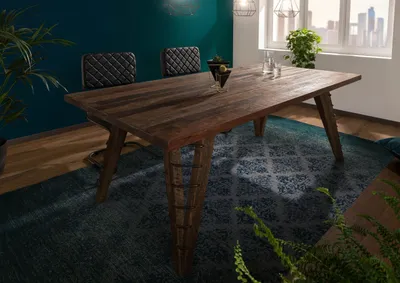 Produktbild von MASSIVMOEBEL24 Esstisch Mixwood Teak 200x100 natur lackiert BASSANO #131