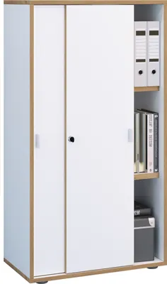 Immagine prodotto di Armadio da ufficio con 3 scomparti | mobile moderno con porte scorrevoli | Dimensioni ca. H. 110 x W. 60 x D. 37 cm– Salia 3 scomparti