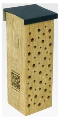 Produktbild von Nisthilfe für Wildbienen und Insekten aus Massivholz zum Aufhängen mit Dach - Insektenhaus für den Garten