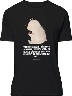 Produktbild von Mr. & Mrs. Panda Größe M T-Shirt Bär Marienkäfer - Schwarz - Geschenk, Tshirt, Liebe, Motivation, Teddy, Freiheit, Shirt, Herren, mit Spruch, Das Leben Ist schön