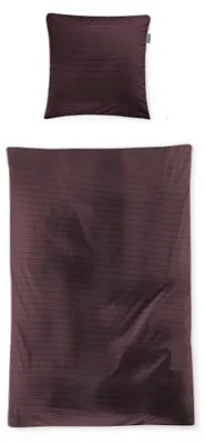 Produktbild von Irisette Mako Satin Bettwäsche Tokio - 8607 -  Streifen 135 x 200 cm rubin seidiger Glanz, dunkelrot beige gestreift