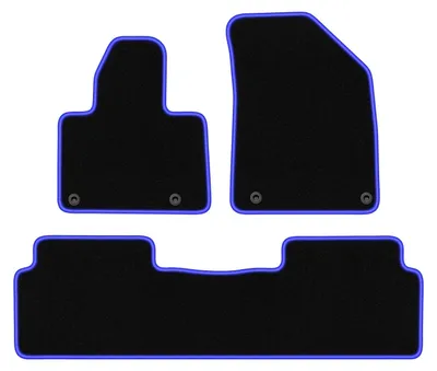 Produktbild von Fußmatten Velours Schwarz/Blau für Citroen C5 III X7 2008-2017 Set 3-tlg