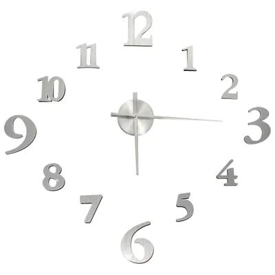 Produktbild von vidaXL 3D-Wanduhr Modernes Design Silbern 100 cm XXL