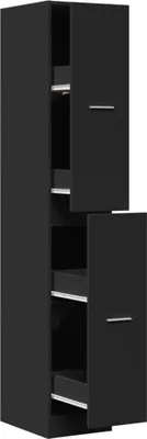 Produktbild von vidaXL Apothekerschrank Schwarz 30x41x174,5 cm Holzwerkstoff