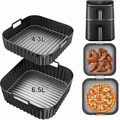 Obrázek produktu pro Silikonové formy pro fritézu s horkým vzduchem, sada 6,5L + 4,3L, s nepřilnavým povrchem, vhodné do myčky, kompatibilní s modelem Cosori Turbo Tower