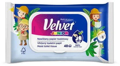 Obrázek produktu pro Velvet Papier Toaletowy Nawilżany Junior dla Dzieci 48 sztuk