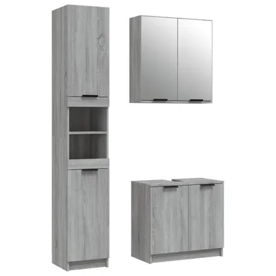 Produktbild von 3-tlg. Badmöbel-Set Grau Sonoma Holzwerkstoff