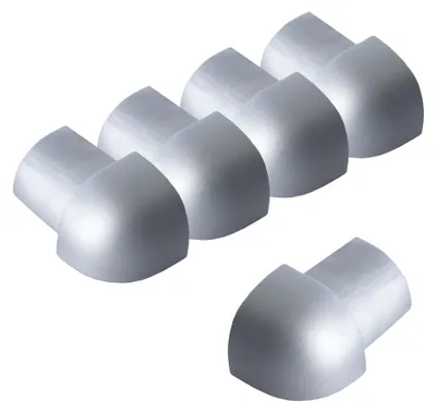 Produktbild von Dalsys 5x Außeneck für Fliesenschiene 10mm Aluminium (eloxiert) Viertelkreisprofil, Silber matt Fliesenprofil