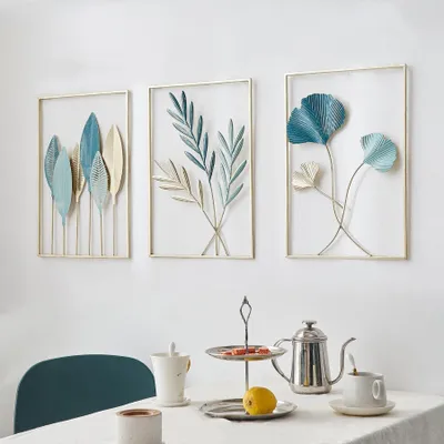 Image de Ensemble de 3 décorations murales dorées - Ornements muraux en métal de style moderne