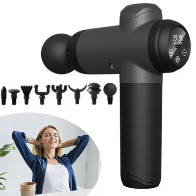 Produktbild von Mini Muskelmassagepistole, Tragbares Elektrisches Massagegerät, 8 Massageköpfe, Wiederaufladbare Massagepistole