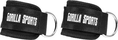 Produktbild von GORILLA SPORTS® Fußschlaufen - 2er Set, mit D-Ring und Klettverschluss, bis 80 kg, Gepolstert - Knöchelriemen, Fußmanschetten, Ankle Straps, Fußfesseln Kabelzug, Beintraining, Fitness, Gym