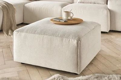 Produktbild von KAWOLA Hocker RANI Polsterhocker Cord cremeweiß