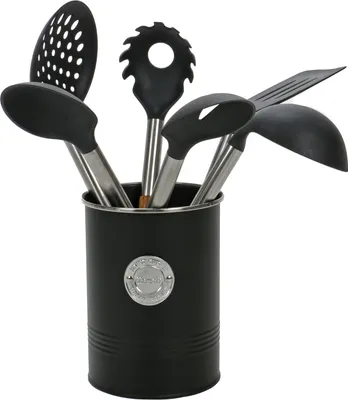 Produktbild von Excellent Houseware Kitchenware - Kochgeschirr-Set 7-teilig mit Halterung - Schwarz