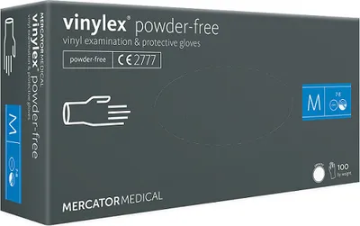 Immagine prodotto di Guanti in vinile MERCATOR 100 pezzi, misura. S, M, L, XL