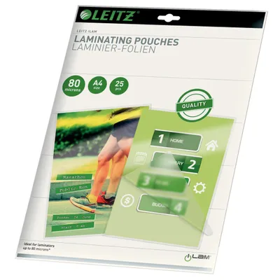 Produktbild von Leitz 16917, Glänzend, Transparent, EVA (Äthylen-Vinylazetat), Polyethylenterephthalat, A4, 0,08 mm, 254 mm