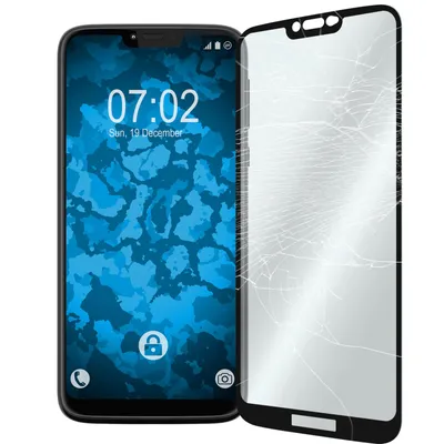 Produktbild von 1er-Pack PhoneNatic Glas-Folie klar full-screen schwarz kompatibel mit Motorola Moto G7 Power - Panzerglas für Moto G7 Power