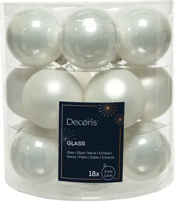 Produktbild von Weihnachtskugeln Glas 4cm 18 Stück - Winterweiß