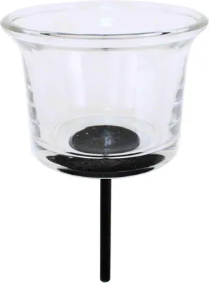Produktbild von Teelichthalter Stecker Glas Windlicht Ø6,5cm H 4,5cm + 5,5cm Stab Kerzenhalter, Menge:1 St.