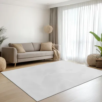 Produktbild von Teppich weiß samtig weich Hasenfell-Optik mit sanftem Glanz Größe - 200 x 290 cm