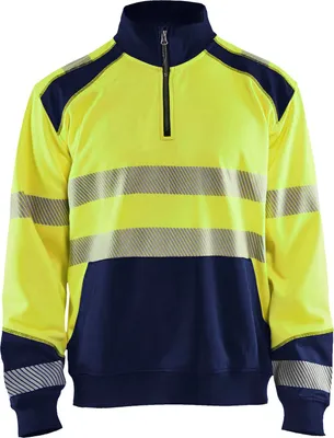Produktbild von Blakläder High Vis Sweatshirt Half-Zip  3556 2528 in zwei Farben, Farbe:gelb/marineblau, Größe:M