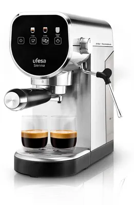 Zdjęcie produktu dla Ufesa 71706016, Ekspres do espresso, 0,9 l, Kawa mielona, 1360 W, Czarny, Stal nierdzewna