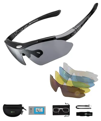 Produktbild von Elzusha – Polarisierte Sportbrille mit 5 austauschbaren Gläsern, UV400-Schutz