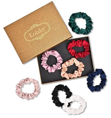 Produktbild von Lolalet Seide Haargummis Satin Scrunchies Damen Mädchen 8 Farben - Stil D