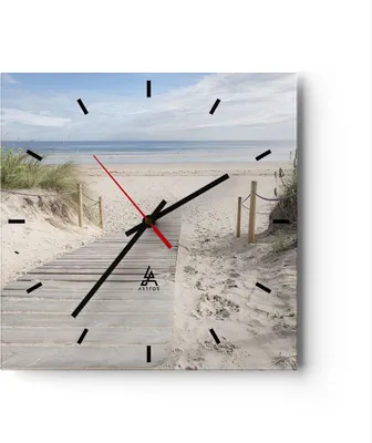 Produktbild von Wanduhr - Quadrat - Glasuhr - Strand Düne Eintritt - 40x40cm - Schleichendes Uhrwerk - Lautlos - zum Aufhängen bereit - Dekoration Modern - Wanddekoration aus Glas - C3AC40x40-4188
