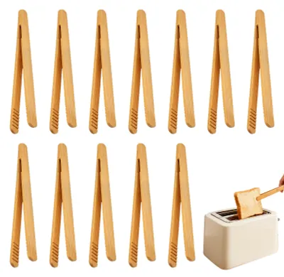12 Bambuszangen 18 cm – Holzgrillzangen für Küche & BBQ