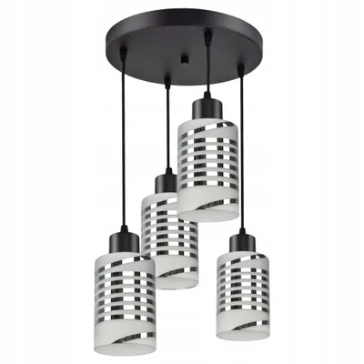 Produktbild von Luxolar Pendelleuchte 4-flammig E27 60W - Glasschirmen weiß-chrom Deckenlampe