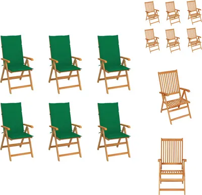 Produktbild von vidaXL Gartenstühle 6 Stk. mit Grünen Kissen Massivholz Teak -  Gartenstühle