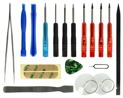 Produktbild von vhbw Reparatur Werkzeug Set für Smartphone, Tablet, Display, Akkuwechsel - inkl. Schraubendreher, Kleber, Öffnungswerkzeug und mehr Schwarz