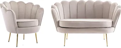 Produktbild von 2-Sitzer Sofa und Schalensessel aus braunem und grauem Velours - DANDELION