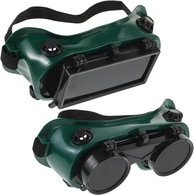 Produktbild von 2 Stück Schweißer Schutzbrille mit Doppel Klappdesign, Klappbare Schweißbrille für Gasschweißen Löten Schleifen, Anti-Beschlag Stoßfest Arbeitsschutzbrille, Für Brillenträger & Schweißschild-Ersatz