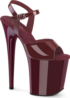 Produktbild von FLAMINGO-809 Pleaser Damen High-Heels Riemchen Plateausandaletten burgund Lack
