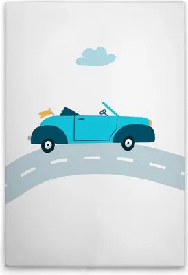 Produktbild von TADESSI Leinwandbild Kinderzimmer Autos - Wandbild 30 x 45 cm - Kunstdruck auf Leinwand in Weiß Blau - M1-No.51403