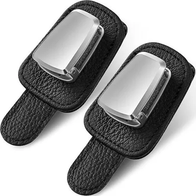 Produktbild von Famanu Brillenhalter für Auto-Sonnenblende, universeller Brillenclip mit Kartenfach, schwarz