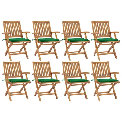 Produktbild von Klappbare Gartenstühle mit Kissen 8 Stk. Massivholz Teak