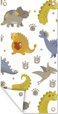 Produktbild von MuchoWow® 40x80 cm Outdoor-Poster Gartendeko Sichtschutz Garten Poster für den Garten  Dinosaurier - Kinder - Design - Jungen - Mädchen - Kinder