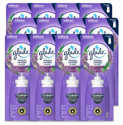 Imagen del producto de 12 unidades de recambios Glade Sense & Spray, aroma lavanda y aloe, 18 ml cada uno. Paquete económico