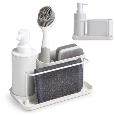 Immagine prodotto di KOOK TIME Organizer lavello con dispenser detersivo e porta spugna, bianco