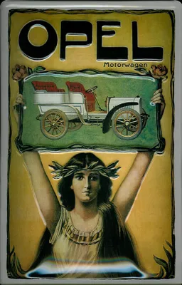 Produktbild von Blechschild Opel Motorwagen Oldtimer Auto Schild Nostalgieschild