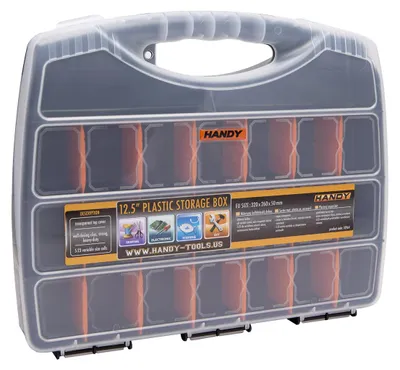 Produktbild von Aufbewahrungsbox mit Fächern - Kunststoff-Organizer 32 x 26 cm - Transparente Sortierbox für Schrauben, Teile & Hobby [10964].