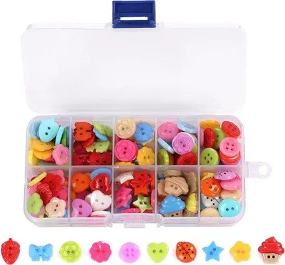 Immagine prodotto di Cucire con i bottoni - 235 pezzi - forme colorate - accessori per il cucito