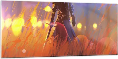 Produktbild von Bilder auf glas - Krieger Schwert - 120x50cm - Glasbilder - Wandbilder - Kunstdruck - zum Aufhängen bereit - Wanddekoration aus Glas - Glas Bilder - Wandbild auf Glas - Einteilig - GAB120x50-3819